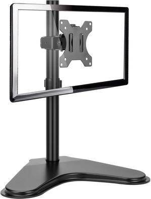 Single Monitor Mount, Monitor Arm Desk Stand for 13 to 32" Computer, Freestanding Heavy Duty Steel Base, Adjustable Height Full Motion Swivel VESA 75x75mm/100x100mm, Weight Holds up to 17.6 lbs
