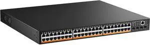 MokerLink 48 Port PoE Gigabit Managed Switch, 4x1G SFP, IEEE802.3af/at/bt 600W, VLAN/Qos/PoE/Security Web/Cli L2 Managed Rackmount Switch