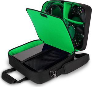 Xbox Travel Bag Compatible with Xbox One and Xbox 360 with Water Resistant Exterior and Accessory Storage for Xbox Controllers, Cables, Gaming Headsets - Green