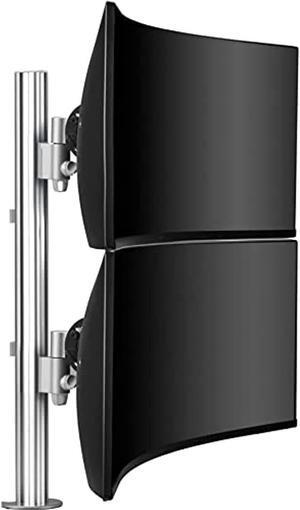 AWMS-2-LTH75-H-S Dual Stack Heavy Monitor Desk Mount - Flat and Curved up to 49in - VESA 75x75, 100x100 - Tool-Free Adjustable Monitor Height, tilt, pan - Quick Display Release