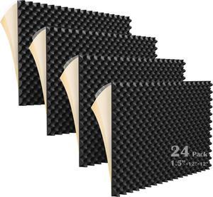 4 PCS Acoustic Panels,48''X24''X2'' Egg Crate Foam Soundproof Foam Wall  Panels,High Density Fireproof Noise Cancelling Foam Studio Foam Panel,Noise  (Black)