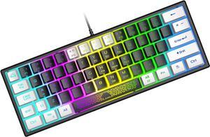 Zhhcyyds K61 60% Gaming Keyboard Mini Portable with Rainbow RGB Backlit Compact Ergonomic 62Key Layout Anti-ghosting Mechanical Waterproof Wired for PC Mac Windows Gamer Laptop Typists