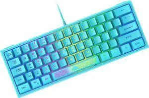 Zhhcyyds K61 60% Gaming Keyboard Mini Portable with Rainbow RGB Backlit Compact Ergonomic 62Key Layout Anti-ghosting Mechanical Waterproof Wired for PC Mac Windows Gamer Laptop Typists Blue