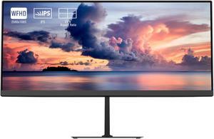 Fiodio 23H2F 24" 21:9 75Hz Computer Monitor, 2560x1080P Ultra Wide Full HD Flat Monitor with HDMI Display Ports, Adjustable Tilt, Free-Tearing Eye Care for Home Office, Gaming