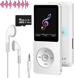 JIACHARMED MP3/MP4 Player with 16GB TF Card, Bluetooth Music Player Build-in Speaker/Photo/Video Play/FM Radio/Voice Recorder/E-Book Reader, Supports up to 128GB. White