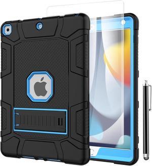 JIACHARMED For Apple iPad 9th/8th/7th Generation Case 10.2 inch Hybrid Shockproof Heavy Duty Rugged Stand Case Protective Cover with Screen Protector & Stylus Pencil. Blue