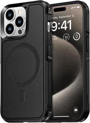 JIACHARMED for iPhone 15 Pro Max Case Compatible with MagSafe, Heavy Duty Dual-Layer Rugged Protection, Shockproof Protective Tough Phone Magnetic Cover