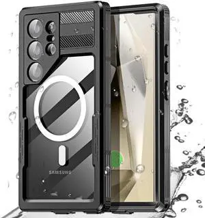 JIACHARMED for Samsung Galaxy S24 Ultra Case Waterproof, [Built-in Camera & Screen Protector IP68 Underwater Full Body Shockproof Dustproof] Compatible with MagSafe, Magnetic Case for Galaxy S24 Ultra