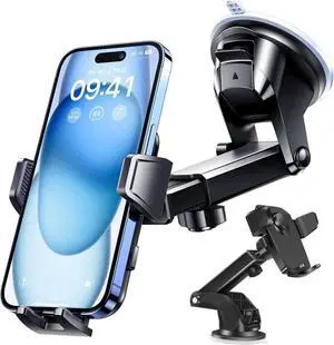 JIACHARMED Car Phone Holder Mount for Car Windshield Dashboard Phone Mount for iPhone 15 14 13 12 Pro Max Samsung S24 S23 Ultra Universal All Cell Phones