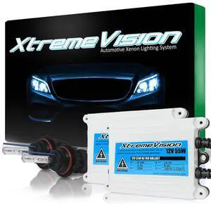 XtremeVision 9004 Bi-Xenon 5K 55W AC Xenon Bundle - Xenon Headlight Bulb with Slim AC Ballast - HB1, 5000K Bright White - Xenon Bulbs - 1 Pair