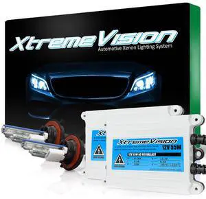 XtremeVision H13 5K 55W AC Xenon Bundle - Xenon Headlight Bulb with Slim AC Ballast - 9008, 5000K Bright White - Xenon Bulbs - 1 Pair