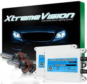 XtremeVision H13 Bi-Xenon 43K 55W AC Xenon Bundle - Xenon Headlight Bulb with Slim AC Ballast - 9008, 4300K Bright Daylight - Xenon Bulbs - 1 Pair