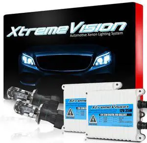 XtremeVision H4 Bi-Xenon 5K 35W AC Xenon Bundle - Xenon Headlight Bulb with Slim AC Ballast - 9003, HB2, 5000K Bright White - Xenon Bulbs - 1 Pair