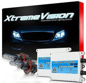 XtremeVision H13 Bi-Xenon 8K 35W AC Xenon Bundle - Xenon Headlight Bulb with Slim AC Ballast - 9008, 8000K Medium Blue - Xenon Bulbs - 1 Pair