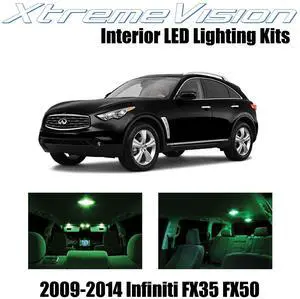 XtremeVision Interior LED for Infiniti FX35 FX50 2009-2014 (12 Pieces) Green Interior LED Kit + Installation Tool