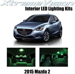 XtremeVision Interior LED for Mazda 2 2015+ (5 Pieces) Green Interior LED Kit + Installation Tool