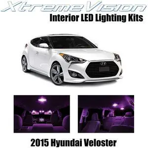 XtremeVision Interior LED for Hyundai Veloster w/Panoramic Roof 2015+ (9 Pieces) Pink Interior LED Kit + Installation Tool