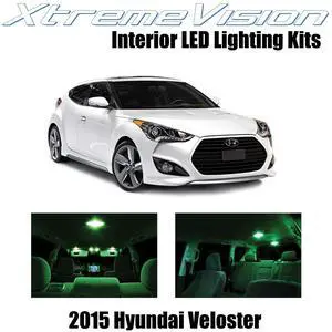 XtremeVision Interior LED for Hyundai Veloster w/Panoramic Roof 2015+ (9 Pieces) Green Interior LED Kit + Installation Tool