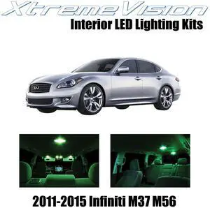 XtremeVision Interior LED for Infiniti M37 M56 2011-2015 (10 Pieces) Green Interior LED Kit + Installation Tool