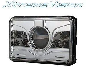 XtremeVision (1 Pair) 4x6" 30W 2200LM CREE LED Headlight DOT Approved - Hi/Lo & DRL - Chrome - Fits H4651 H4652 H4656 H4666 H6545 Sealed Beam Headlight