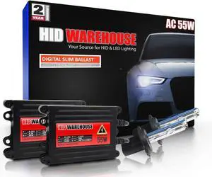HIDWarehouse H7 8K 55W AC Xenon Bundle - Xenon Headlight Bulb with Slim AC Ballast - 8000K Medium Blue - Xenon Bulbs - 1 Pair