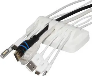 Heaviest Cable Organizer on the Market! Compact and Weighted Desktop Cord Holder and Cable Organizer, Eco-Friendly Silicone, No Bad Smell, Bundled with 4 Reusable Cable Ties! (White)