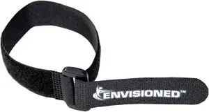Reusable Cinch Straps 3/4" x 8" - 12 Pack, Multipurpose Quality Hook and Loop Securing Straps (Black) - Plus 2 Free Bonus Reusable Cable Ties