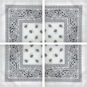 4pk Bandana Handkerchief Scarf Headband Hair Tie Hat Liner 100% Cotton White