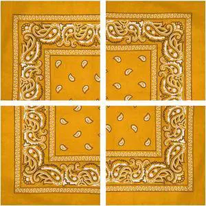 4pk Bandana Handkerchief Scarf Headband Hair Tie Hat Liner 100% Cotton Orange
