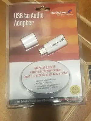 USB to Stereo Audio Adapter Converter, White