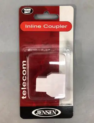 Jensen JT1125WH In-Line Coupler White for Phone Fax Internet telecom