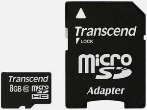 Transcend 8GB microSDHC Flash Card Model TS8GUSDHC10