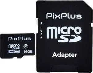 PixPlus microSDHC memory card 16 GB class 10 with adapter in case