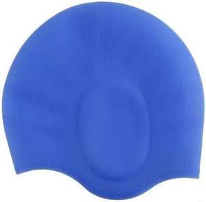 Silicone Swimming Pool Cap Ear Protect Bathing Hats Blue
