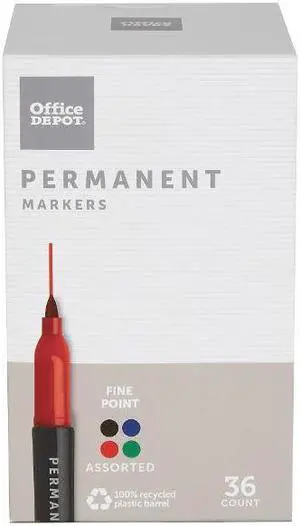 Office Depot Permanent Markers Fine Point 100% Recycled Plastic Barrel Assorted