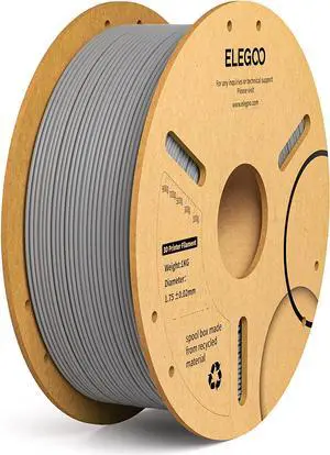 ELEGOO PLA+ Filament 1.75mm, 3D Printer Filament, Dimensional Accuracy +/- 0.02 mm, Tough & High Strength, Compatible with Most FDM Printers, Grey 1kg