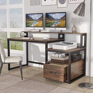 Catrimown White Computer Desk with 4 Storage Drawers - 44 Wood Executive  Desk for Home Office or Student