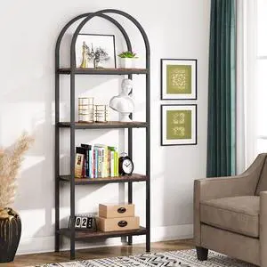 Tribesigns 4-Tier Open Bookshelf, 70.8" Industrial Wood Bookcase Storage Shelves with Metal Frame, Freestanding Display Rack Tall Shelving Unit