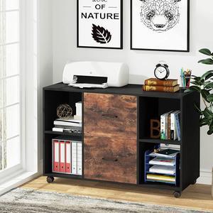 Tribesigns 2 Drawer File Cabinet, Large Mobile Lateral Filing Cabinet Letter Size, Modern Printer Stand with Shelves and Wheels Wood File Cabinet for Home Office