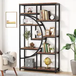 Tribesigns Bookshelf Industrial 5 Tier Etagere Bookcase, Freestanding Tall Bookshelves Display Shelf Storage Organizer with 9-Open Storage Shelf for Living Room, Bedroom