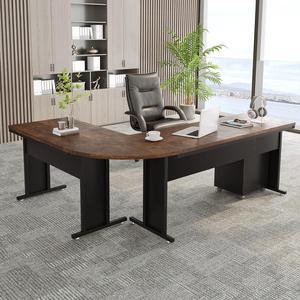 Tribesigns 83" L-Shaped Executive Desk, Large Office Desk with 3-Drawer Mobile File Cabinet, Industrial Corner Computer Desk with Storage Drawers
