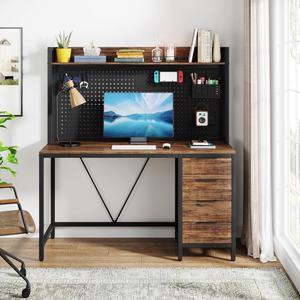 Catrimown White Computer Desk with 4 Storage Drawers - 44 Wood Executive  Desk for Home Office or Student