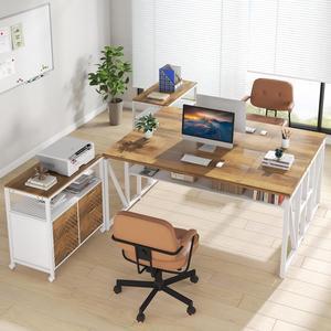 Tribesigns L Shaped Desk with Drawer Cabinet, 63" Executive Computer Desk and lateral File Cabinet