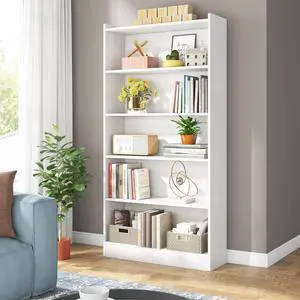 Tribesigns 6-Tier Tall Bookcase, 71 Inches Bookshelves and Bookcases, Floor Standing 5 Shelf Library Bookcase for Home Office, Living Room, Bedroom