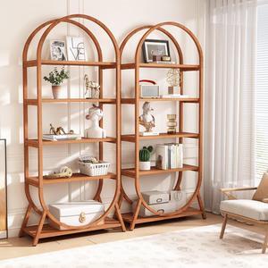 Tribesigns 5-Tier Open Bookshelf, 70.8" Tall Arched Bookcase, Modern Brown Storage Bookshelves, Freestanding Display Rack Shelving Unit for Office, Bedroom, Living Room, Easy Assembly (1PC)