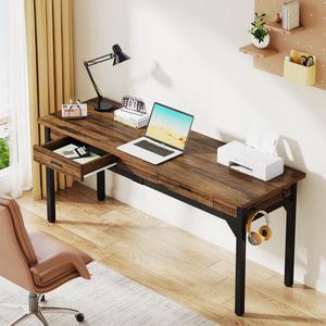 Tribesigns 78.7" Extra Long Computer Desk, Two Person Desk Large Executive Office Desk, Writing Table Study Desk for Home Office, Rustic Brown