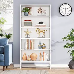 Tribesigns Tall Bookcase and Bookshelf, 70.8 Large Bookcases Organizer with 5-Tier Storage Shelves, Heavy Duty Free-Standing Library Bookshelf Shelving Unit for Living Room, Bedroom, Office (White)