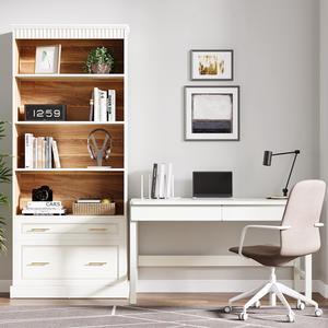 Tribesigns 5-Shelf Bookcase with File Cabinet Drawer, 72" Tall Bookshelf, Modern Free-Standing Wood Bookcase, Large Open Display Storage Book Shelf for Living Room (1, White)