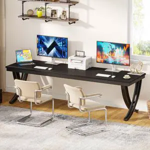 Tribesigns Gaming Desks 2 Person Computer Desk, 78.7-Inch Extra Long Desk, Large Double Desk for Two People, Workstation with Stylish Legs (Black)
