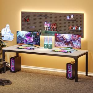 Tribesigns Gaming Desks 2-Person Home Office Desk, 78.7" Extra Long Computer Desk, Double Workstation for Home Office, Work Desk for Two People (White + Black)